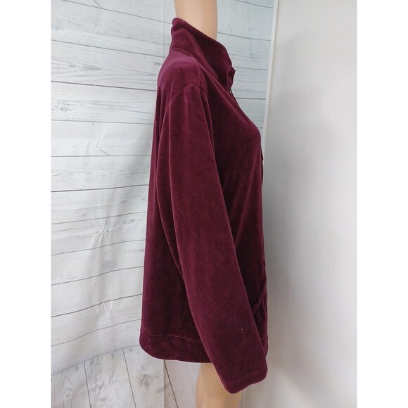 Liz & Me Catherines Velvet Jacket Burgundy Full Zip Plus Size 2X - Picture 4 of 7